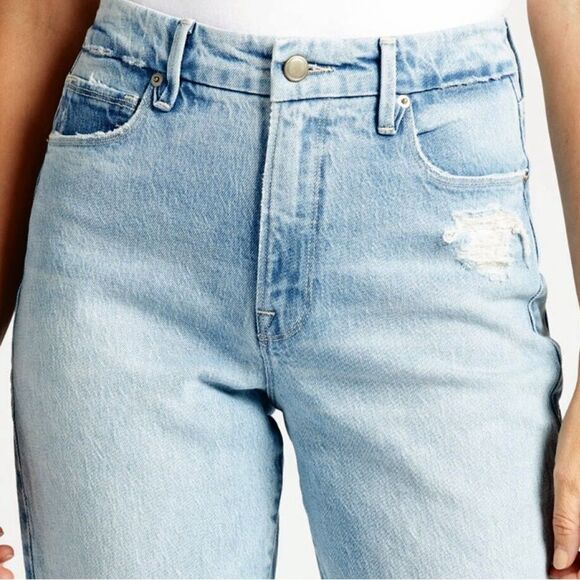 NEW Good American Jeans Good Classic Straight Distressed Light Blue636 Size 28 - Picture 4 of 13